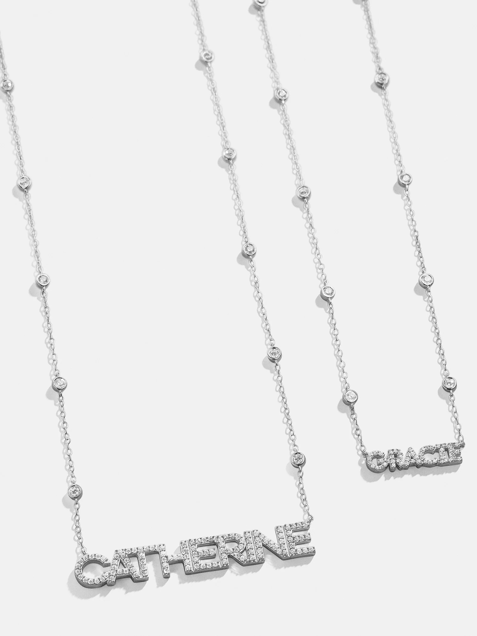 Yasmine Sterling Silver Custom Nameplate Necklace - Pavé/Silver | BaubleBar