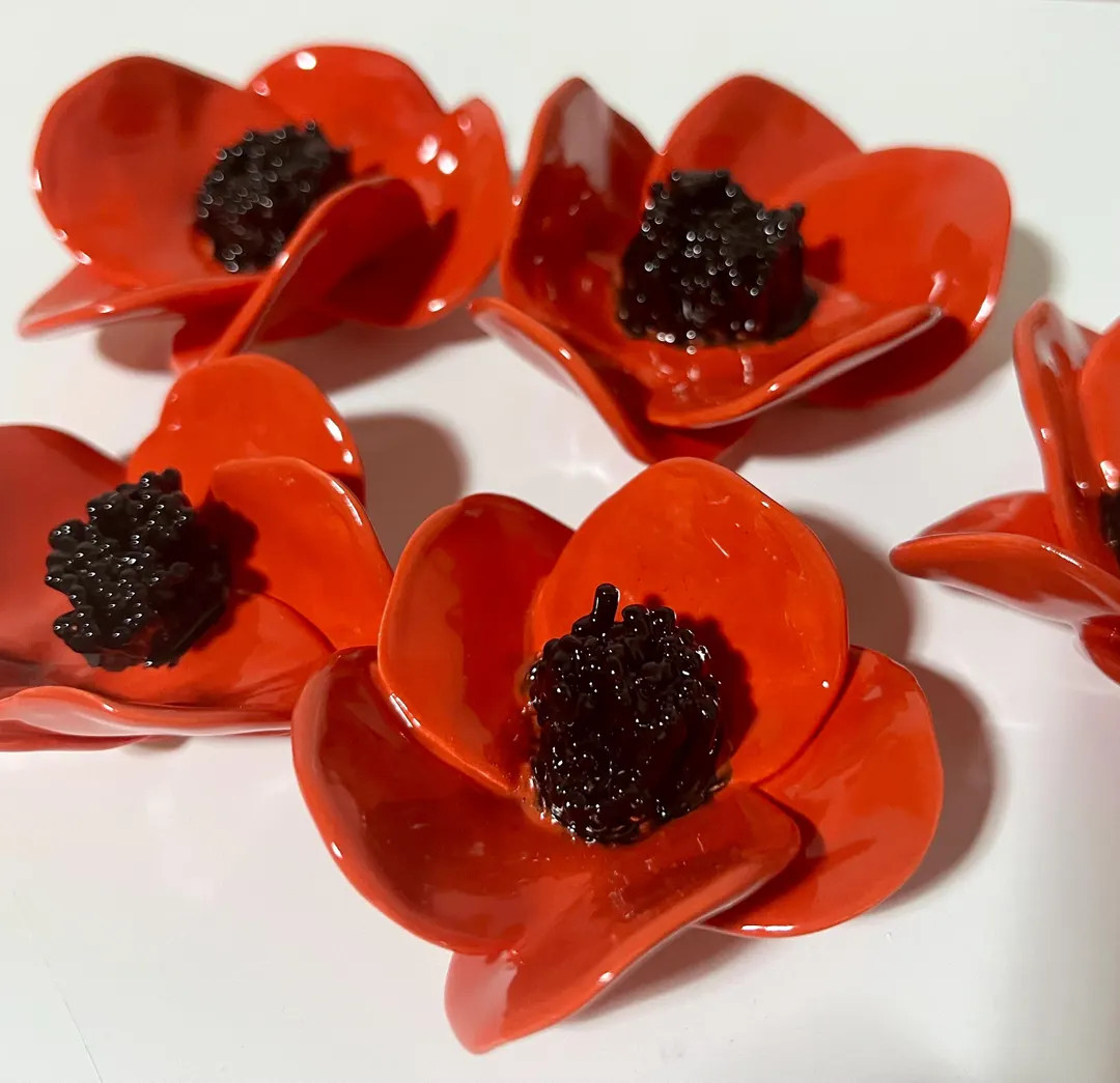 5 Ceramic Poppies for Mosaic | Etsy (US)