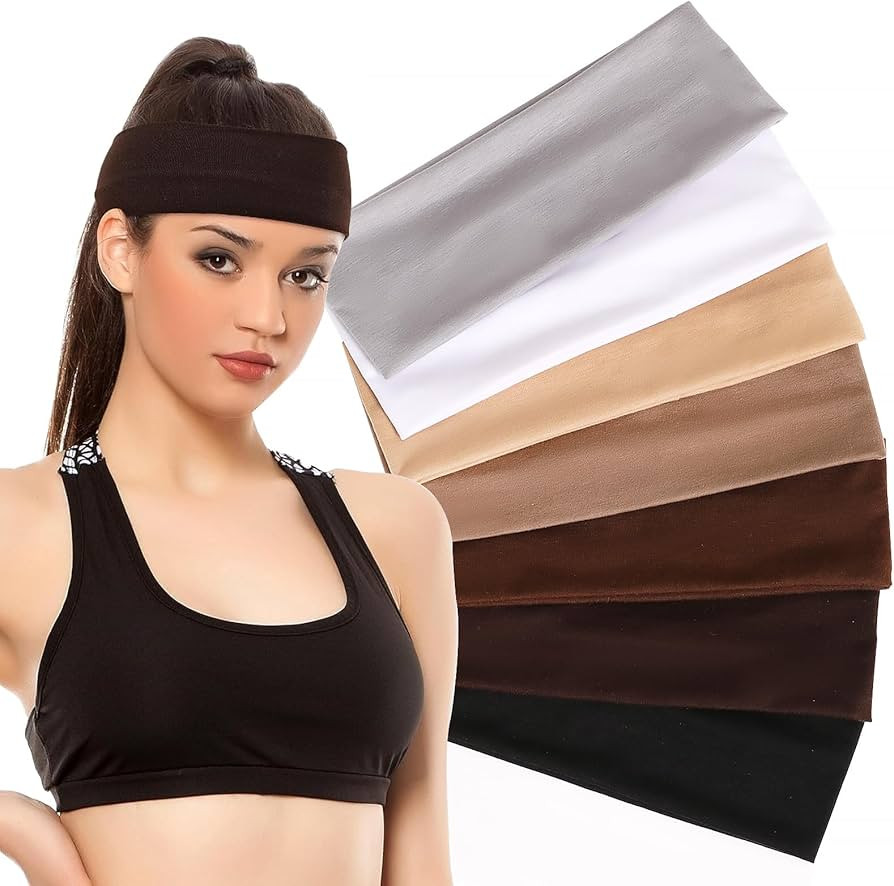 7 PCS Assorted Women's Headbands - Soft Fabric Hair Bands for Thick and Thin Hair, Cloth Headband... | Amazon (US)