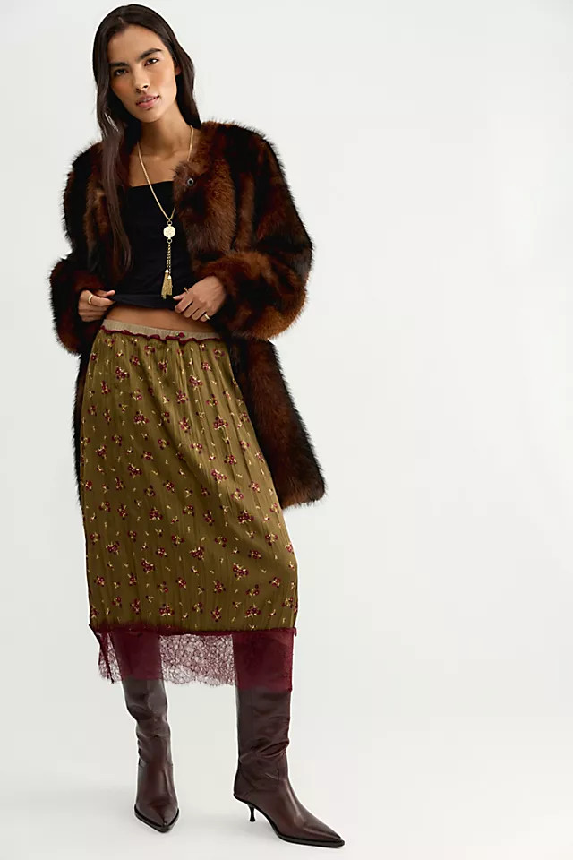 Piper Crinkle Column Midi Skirt | Free People (Global - UK&FR Excluded)