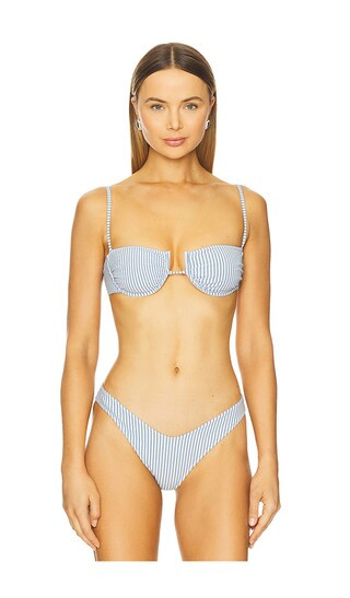 Simonette Bikini Top in Blue Stripe | Revolve Clothing (Global)