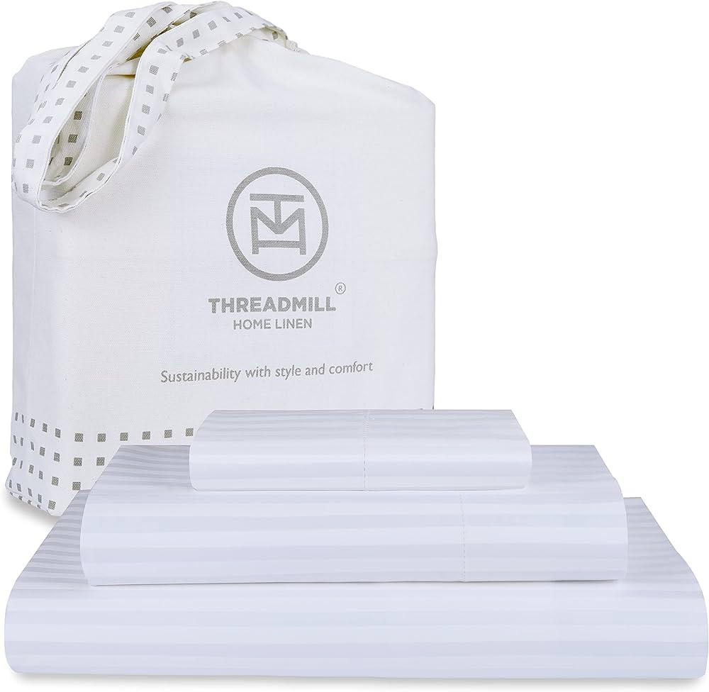 Threadmill 100% Cotton Sheets for Twin Size Bed - 600 Thread Count Twin Bed Sheets Set with 15”... | Amazon (US)