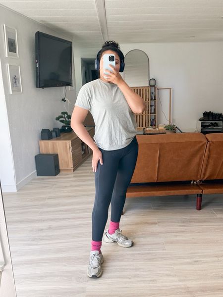 🏋🏽‍♀️Consistency is the key - 👟Nike V2K sneakers are tts, wearing my regular size 7. Navy workout leggings are super old but linked some good options below. I typically wear size small. Headphones with amazing quality also linked! 

Her Current Obsession, fitness style, activewear finds

#LTKShoeCrush #LTKU #LTKActive