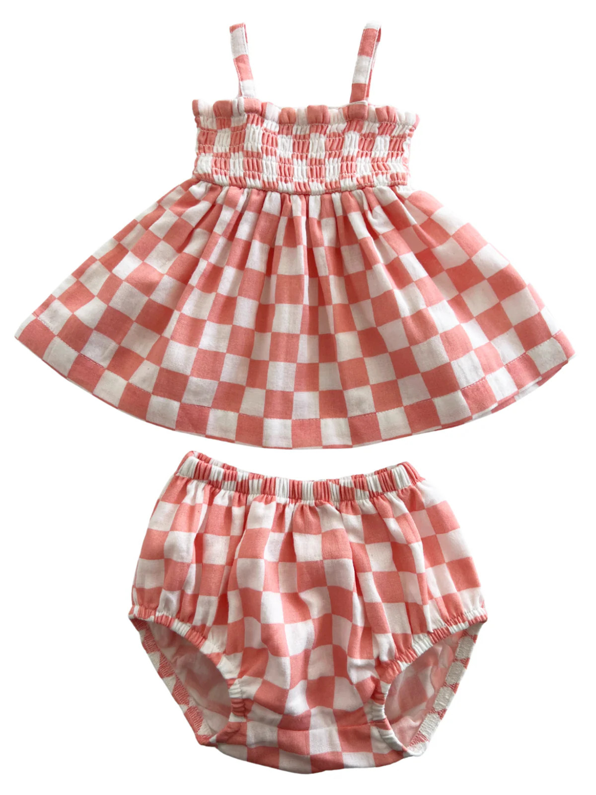 Sorbet Checkerboard / Organic Smocked Set | SpearmintLOVE