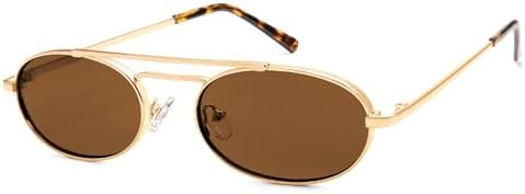 Oval Trendy Retro sunglasses Double bridge for women men 90S Narrow Vintage Small Sunnies AR81048 | Amazon (US)