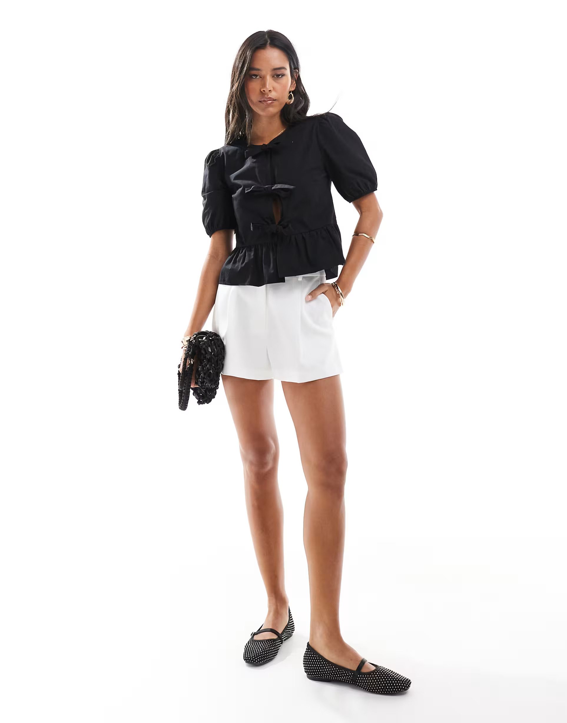 Miss Selfridge tailored high waisted shorts in ivory | ASOS | ASOS (Global)