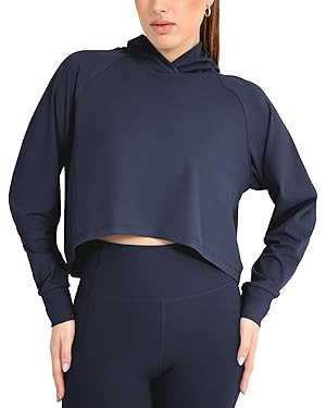 Active Women's UltraLuxe Cropped Hoodie – Soft Long Sleeve Sweatshirt, Lightweight (Activewear ... | Amazon (US)