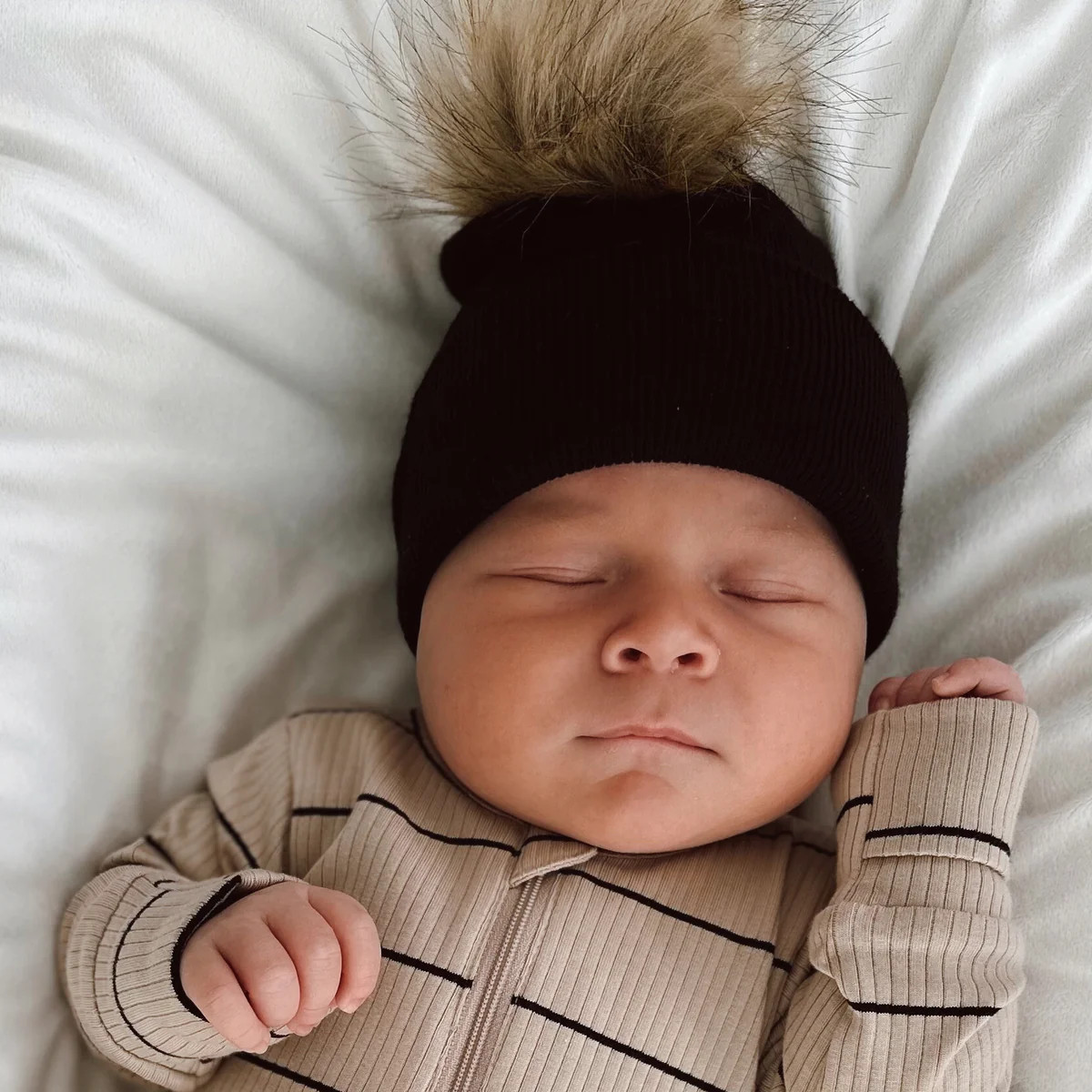 Baby's First Hat®, Black Fur Pom | SpearmintLOVE