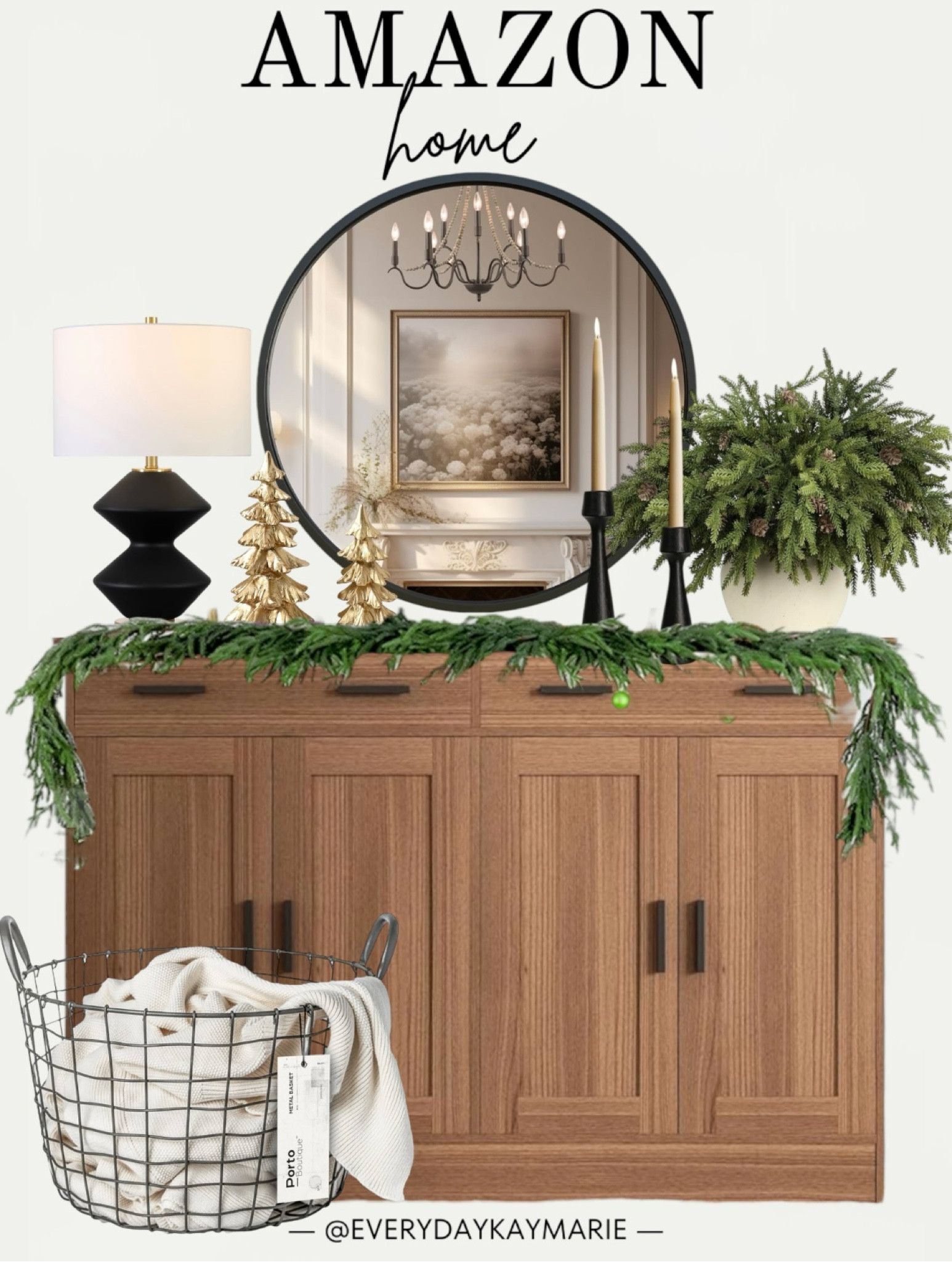 Get ready for festive season and 
Make sure your entryway decor is designed to impress with these modern home finds on Amazon 🎄

Modern Christmas, Christmas entryway, buffet cabinet, pine, garland, lamp, Christmas trees, black frame mirror, table decor, candleholders, holiday decor, Christmas inspo

#LTKSeasonal #LTKHome #LTKHoliday