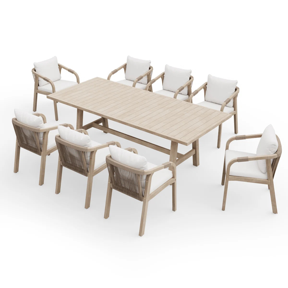 Outdoor Acacia Wood Dining Set With Cushions | Wayfair North America
