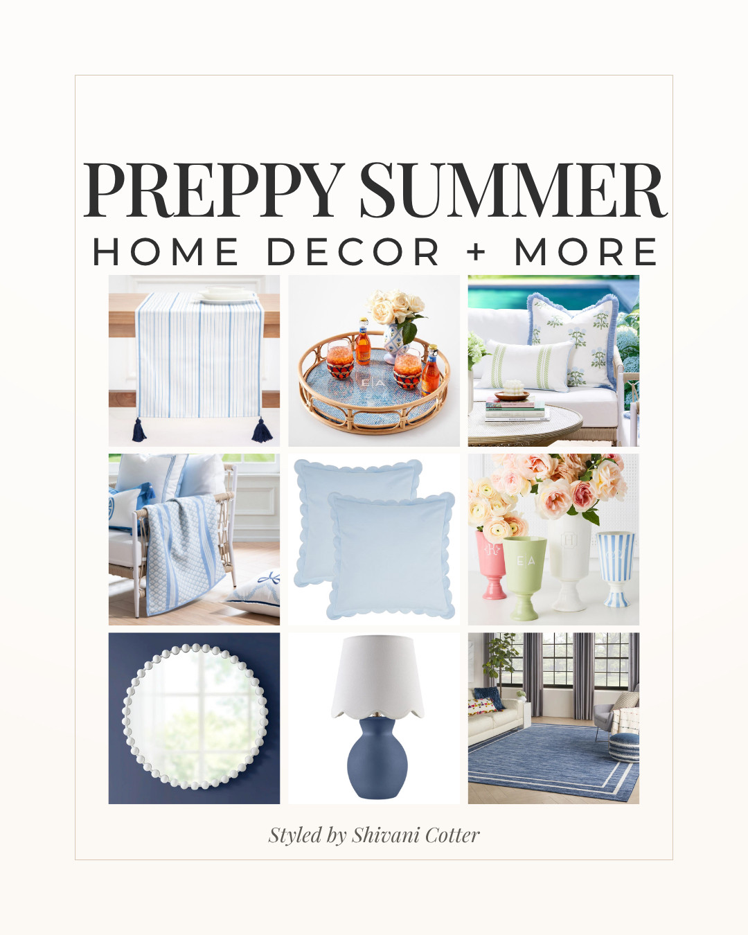 Preppy Summer Home Decor Ideas for a Fresh Coastal Feel

If you love a classic preppy, coastal look for summer, these pieces give are perfect for a summer home refresh!

Blue and white accents, scalloped details, woven textures, and easy layers that bring in that effortless indoor outdoor summer feel. From pillows and throws to trays, table accents, and timeless decor, this classic clean look works year after year.
Everything is linked in my LTK.
Save this for your summer home refresh. 

 #LTKHome