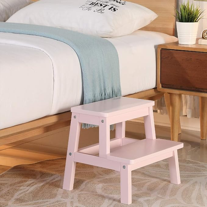 HOUCHICS Multi-Purpose Kids 2-Step Wood Step Stool with 260lb Load Capacity Wooden Bedside Step S... | Amazon (US)