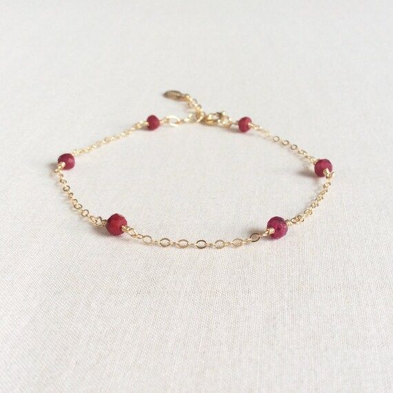 Ruby Bracelet , Ruby Jewelry, 14k Ruby Bracelet, Genuine Ruby Bracelet, July Birthstone Bracelet,... | Etsy (US)