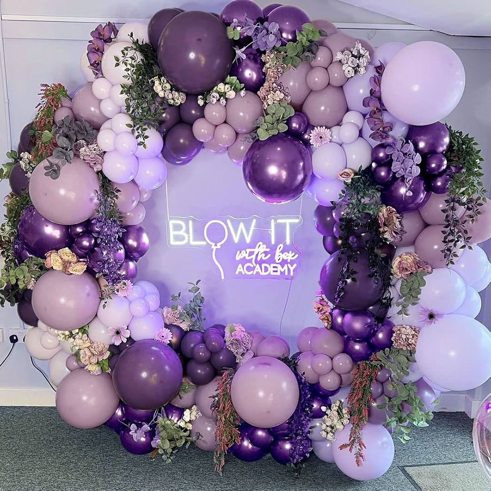 Purple Balloon Garland Lavender Double Stuffed Balloons Pastel Lilac Balloon Arch Kit Latex Metal... | Amazon (US)
