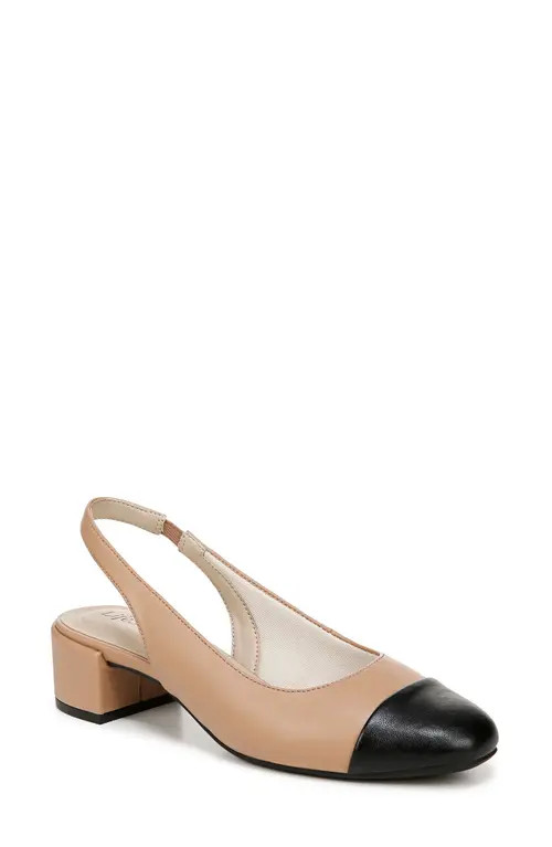 LifeStride Becoming Cap Toe Slingback Pump in Tan/Black at Nordstrom, Size 8 | Nordstrom