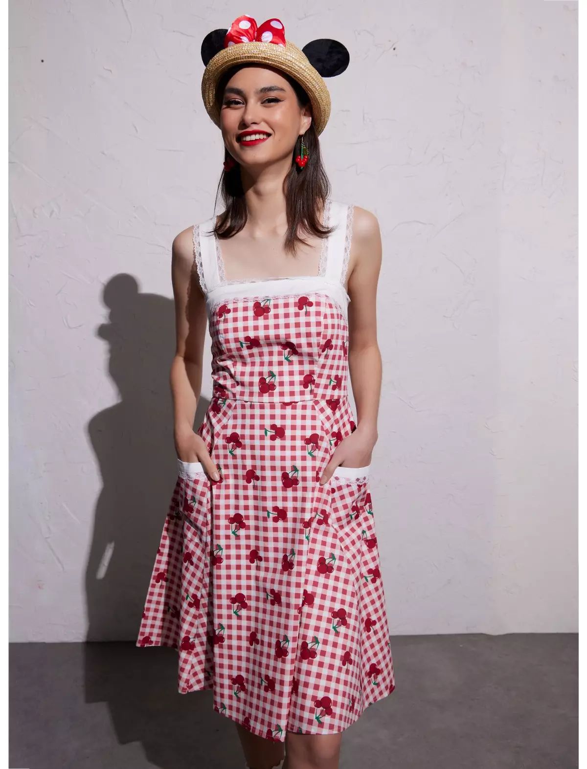 Her Universe Disney Mickey Mouse Cherry Gingham Retro Dress | Hot Topic