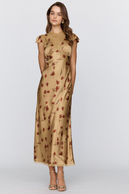 BHLDN Everly Satin Lace Maxi Dress | Anthropologie (US)