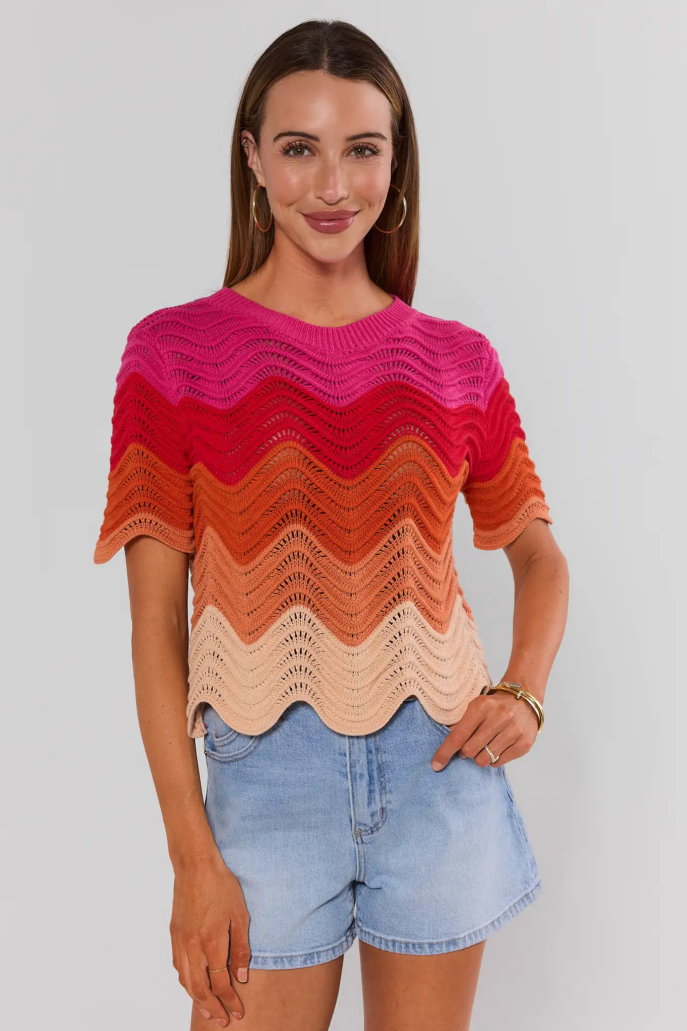Pink Color Block Knit Top | Avara