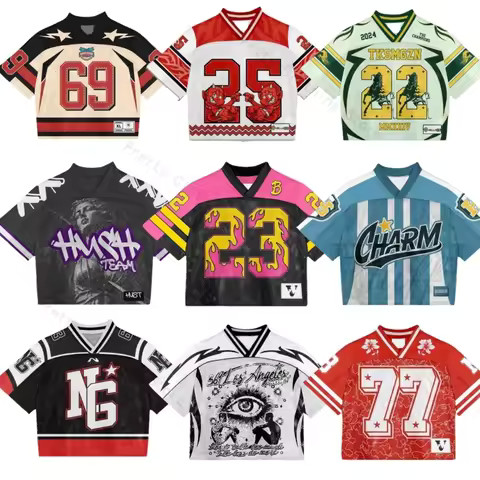 Streetwear Jersey Y2K Clothes Mens American Hip Hop Graphics Oversized T Shirt Baseball Jersey Go... | AliExpress (US)