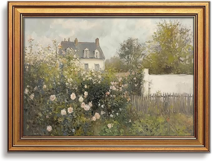 Vintage Cottage Core Wall Decor, Gold Framed Spring Garden Wall Art, Retro Landscape Painting, Ru... | Amazon (US)