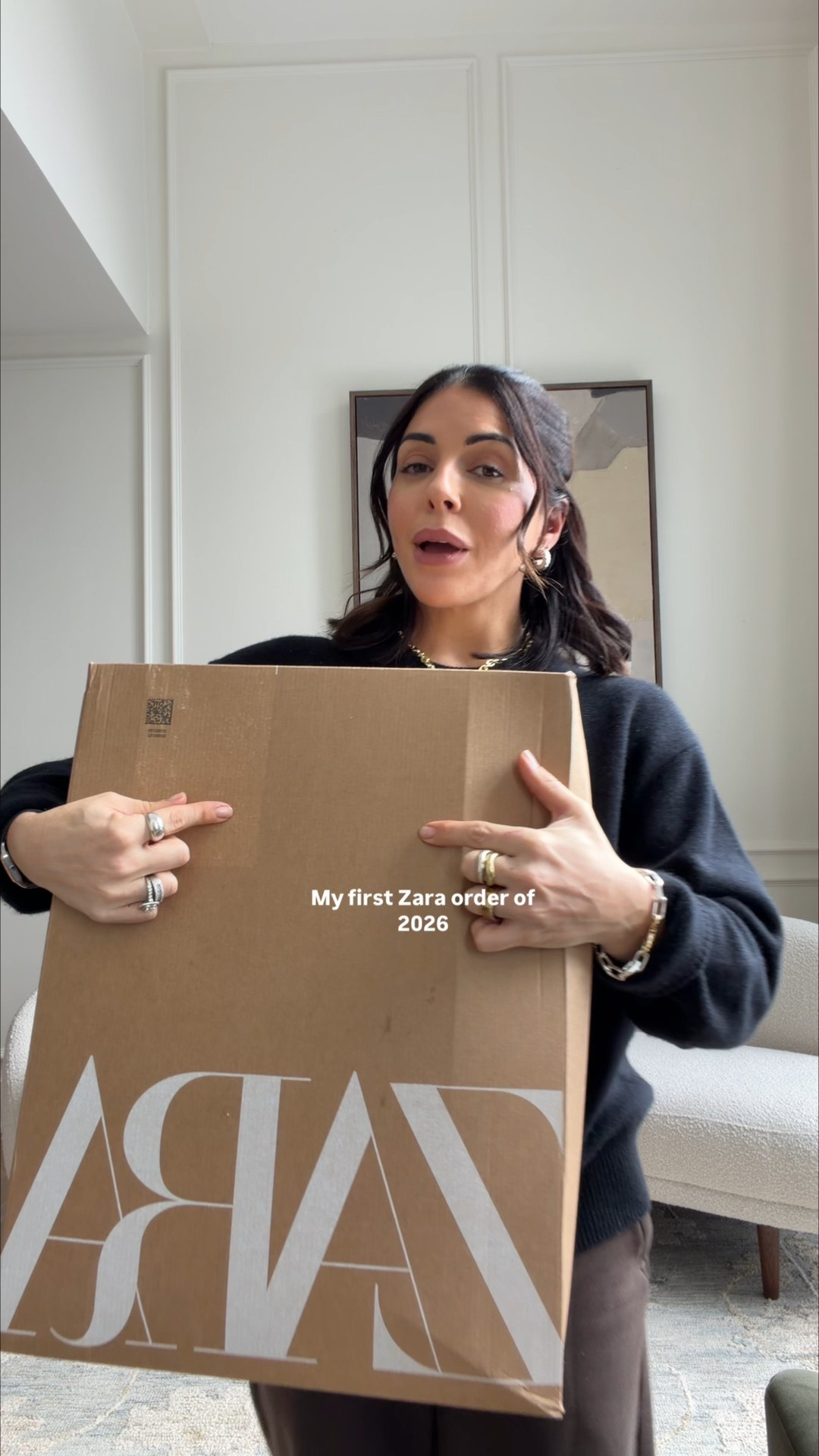 Latest Zara order as I try to revive my wardrobe 
Flutter sleeve sweater / small 
Faux leather pants / XS 
Fur trim cardigan / S 
Satin blouse / XS 
Plaid skirt / XS 