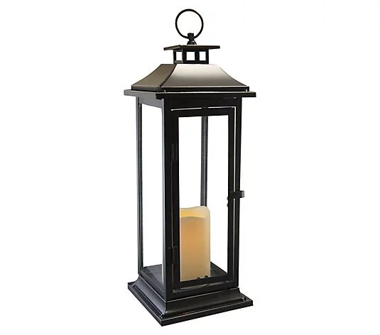 LumaBase Traditional Metal Lantern with LED Flameless Candle - QVC.com | QVC