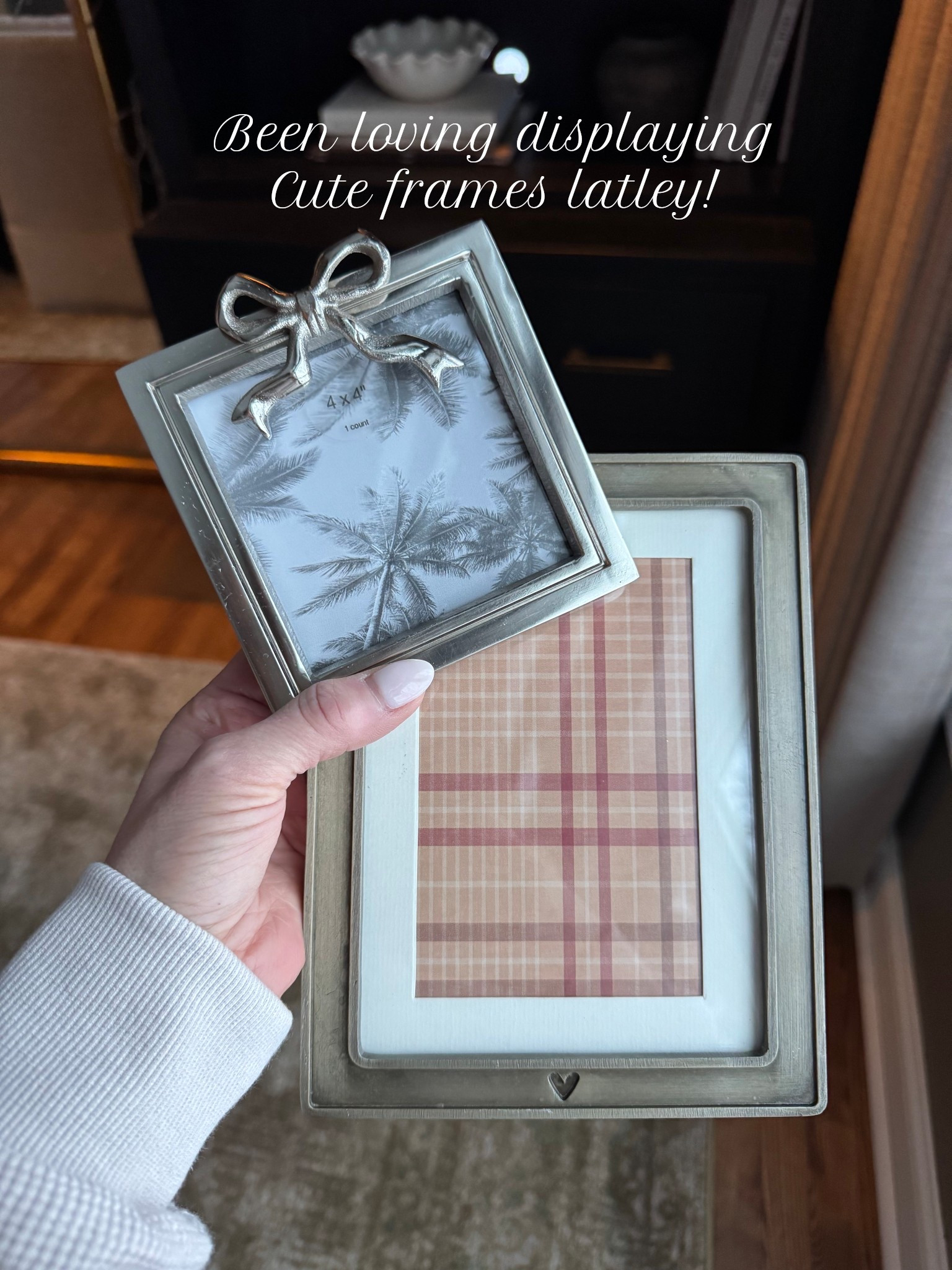 I couldn’t resist these 2 frames on my target run today 🤍 the brass frame has such a cute plaid insert it might take a white for a photo to appear in it 😆

#LTKHome #LTKSeasonal #LTKFindsUnder50