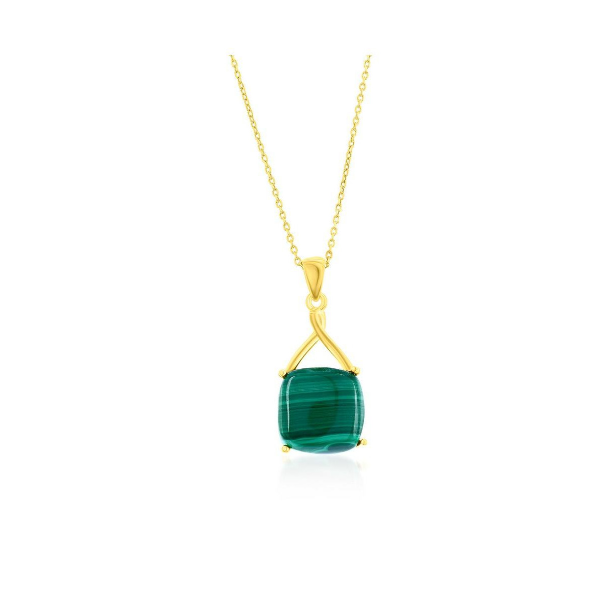 Sterling Silver or Gold plated over sterling Silver Square Malachite Pendant Necklace - Gold | Macy's