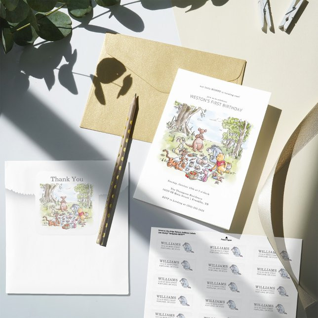 Watercolor Winnie the Pooh Picnic First Birthday Banner | Zazzle | Zazzle