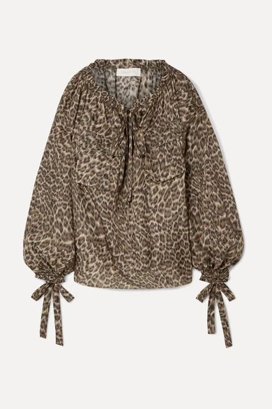 Suraya gathered leopard-print silk-charmeuse blouse | NET-A-PORTER (UK & EU)