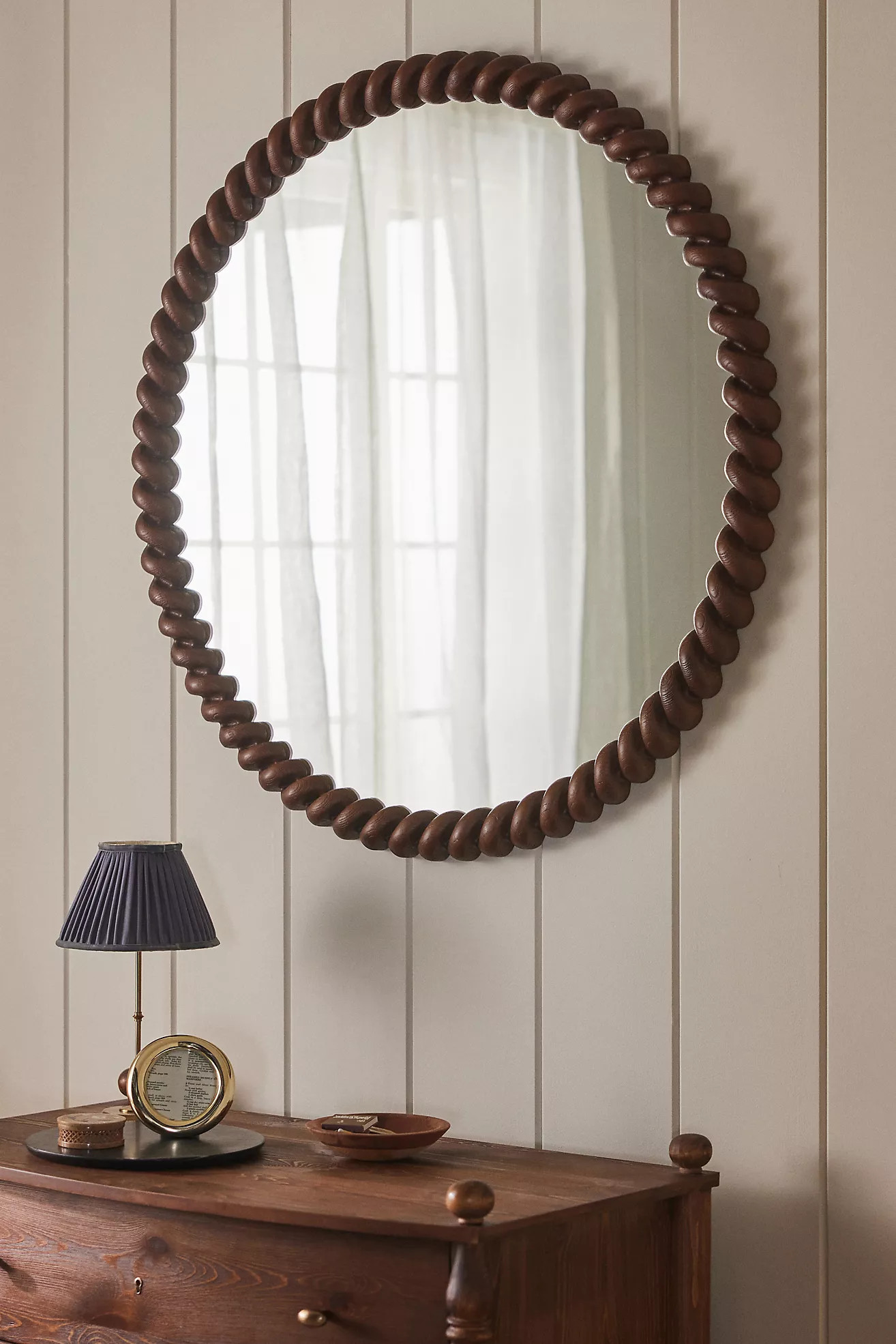 San Marco Braided Wood Finish Round Wall Mirror | Anthropologie (US)