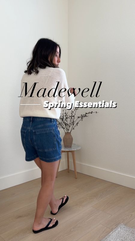 Warm weather spring favorites from @madewell. Think linen, sets, white jeans, denim shorts, and the best bags. Comment “links” and I’ll DM you details to all 3 outfits. #ad #madewell #madewellpartner