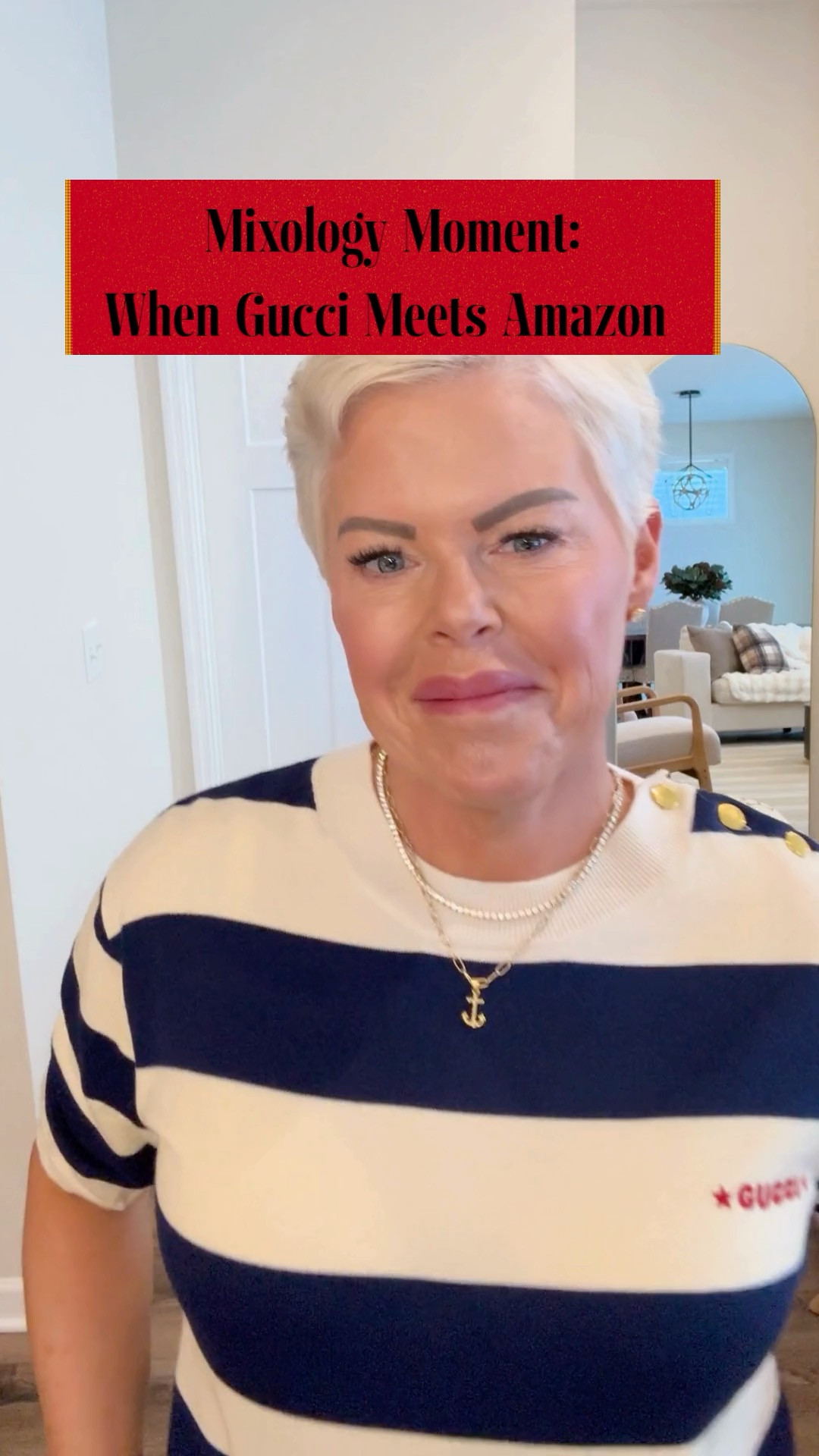 I love to mix luxe designer pieces from Gucci with budget finds from Amazon — it's my thing! This nautical themed Gucci sweater looks so cute with these Free People look for less cotton athleisure pants from Amazon. I added Gucci slides and the jewelry is all from Amazon. 

 #LTKootd #LTKmomlife #LTKOver40