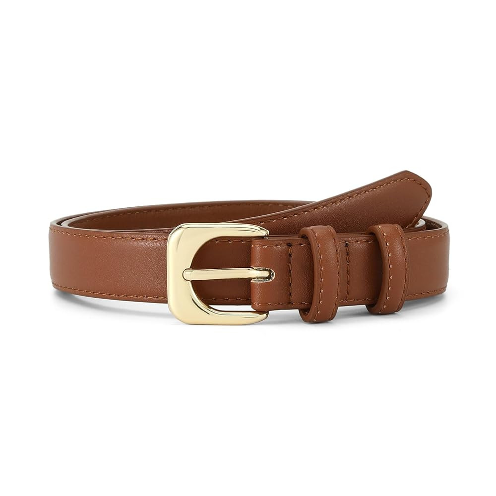 Women Belt for Jeans Dresses Pants Fashion Faux Leather Ladies Waist Belts with Gold Square Buckl... | Amazon (US)