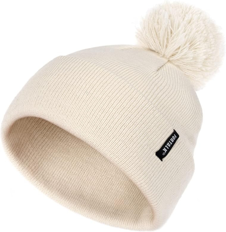 FURTALK Toddler Winter Hat Baby Boys Girls Pom Pom Beanie Hat Double Layer Kids Knit Winter Pom H... | Amazon (US)
