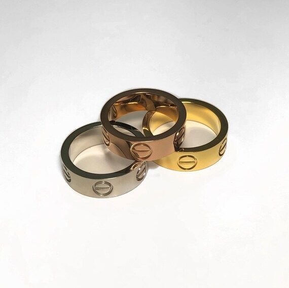 Designer Screw Love Ring 6mm  Gold Rose Gold Silver: | Etsy | Etsy (US)