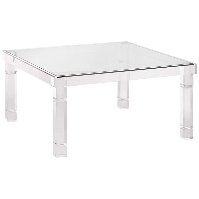 Bristol 36" Square Clear Acrylic and Glass Modern Coffee Table | Lamps Plus