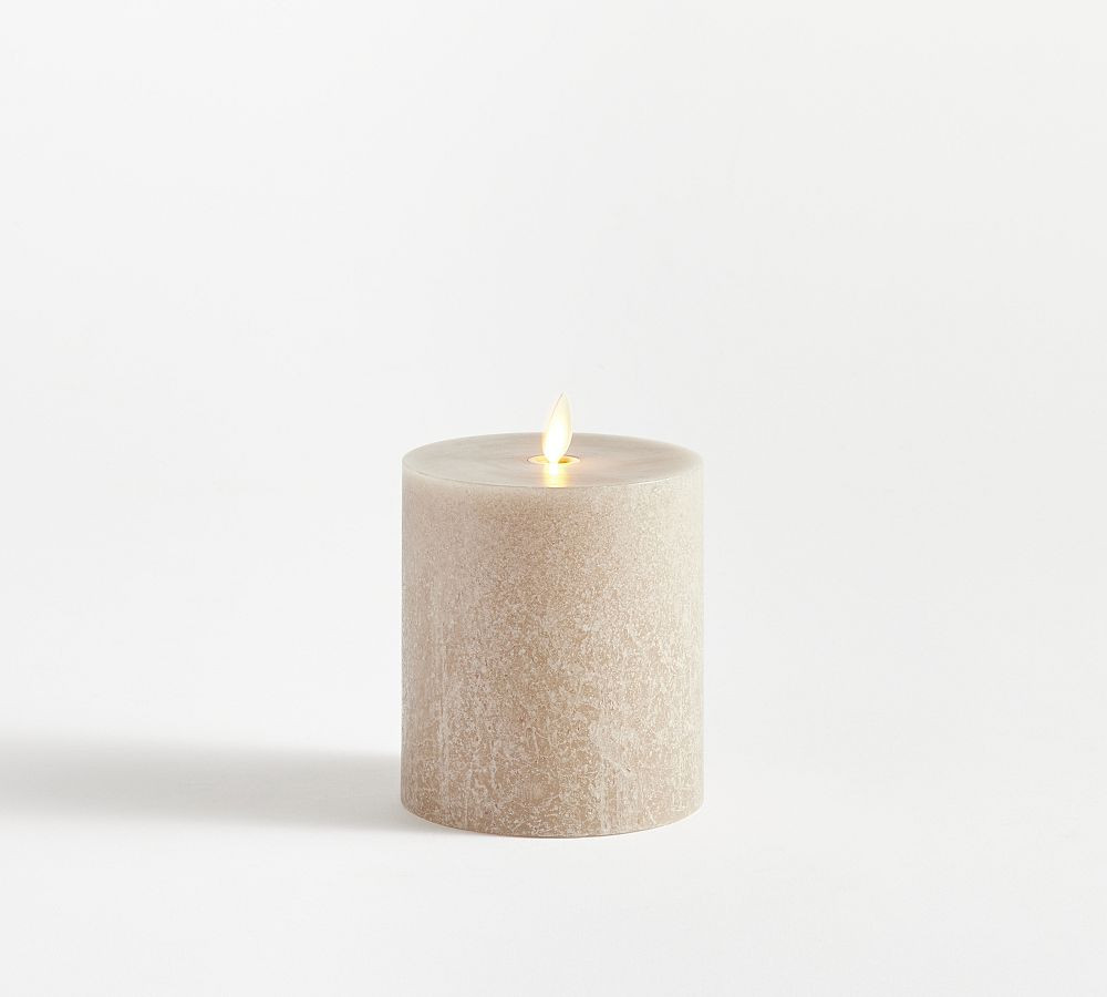 Premium Flickering Flameless Wax Pillar Candle - Salt Washed | Pottery Barn (US)