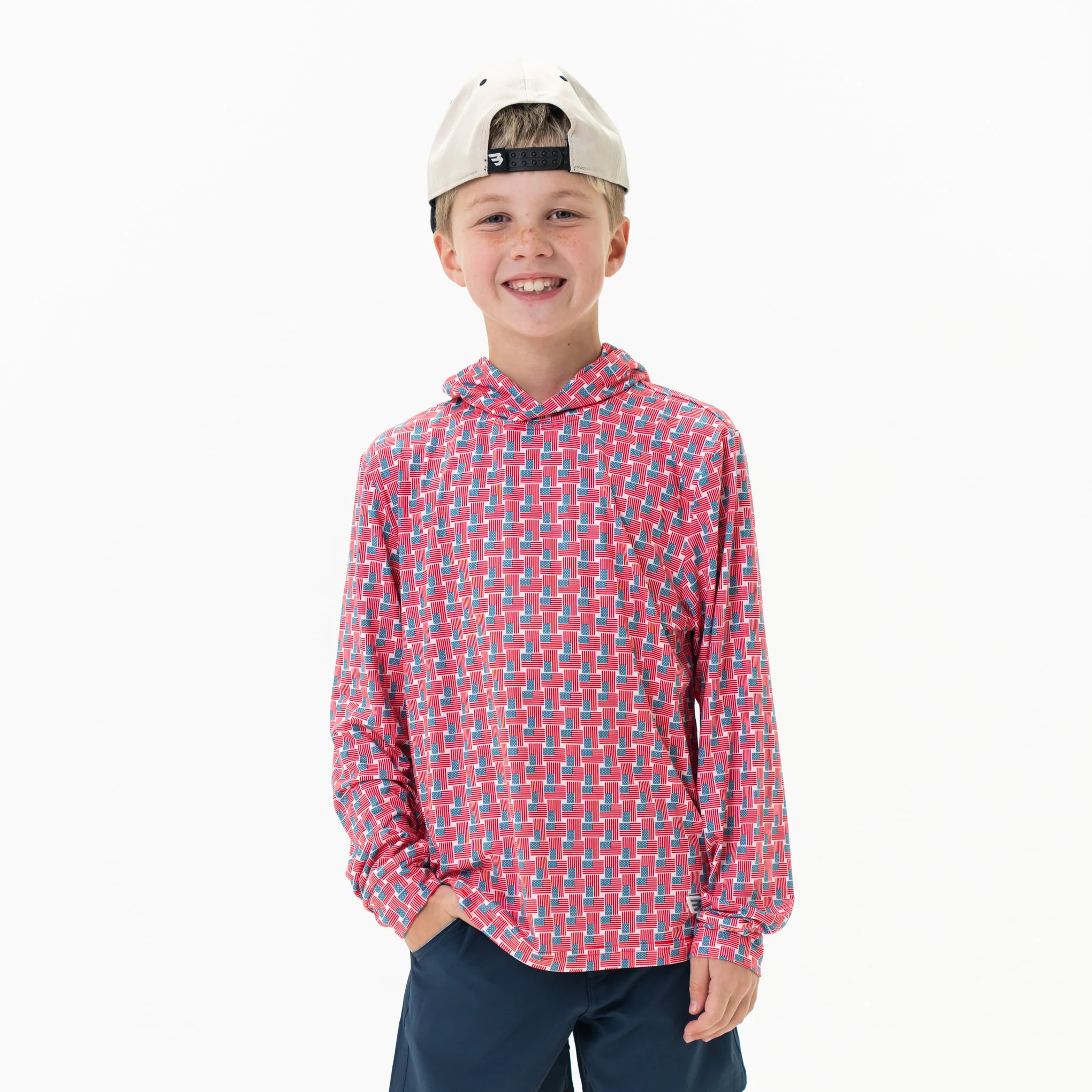 Youth American Flag Performance Hoodie | BURLEBO | BURLEBO