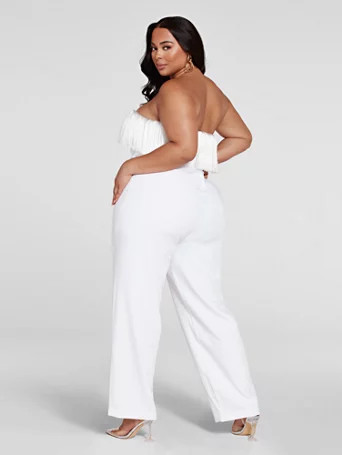 Claudia Faux Feather Fringe Jumpsuit - Fashion To Figure | Fashion To Figure
