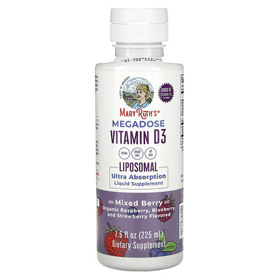MaryRuth's, Megadose Vitamin D3, Liposomal, Mixed Berry, 4,000 IU, 7.6 fl oz (225 ml) | iHerb