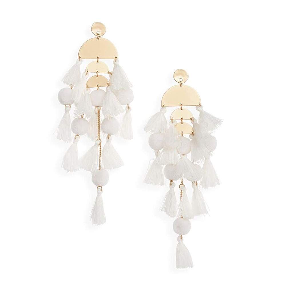 Long Tassel Earrings Statement Fringe Drop Bohemian Earrings Big Dangle for Women Fashion | Amazon (US)