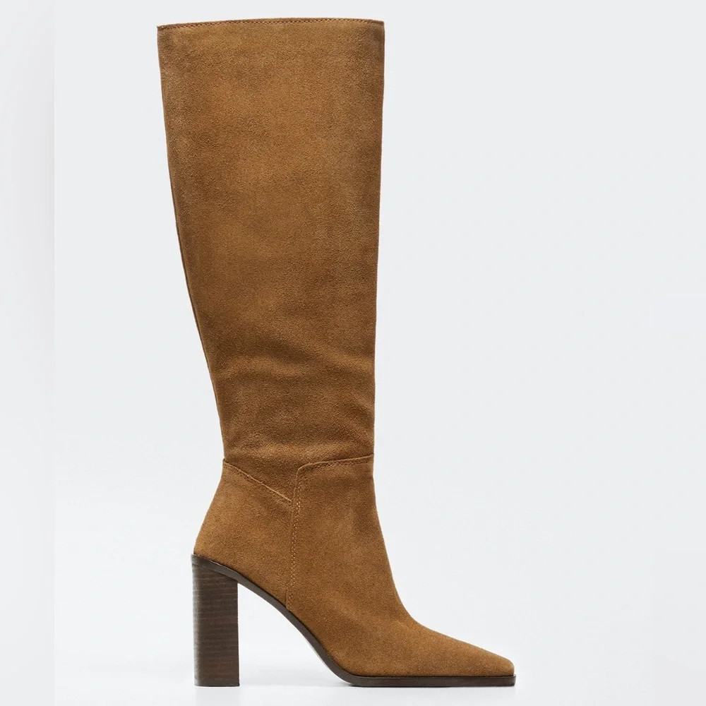 MANGO High heel Suede leather boot | Poshmark