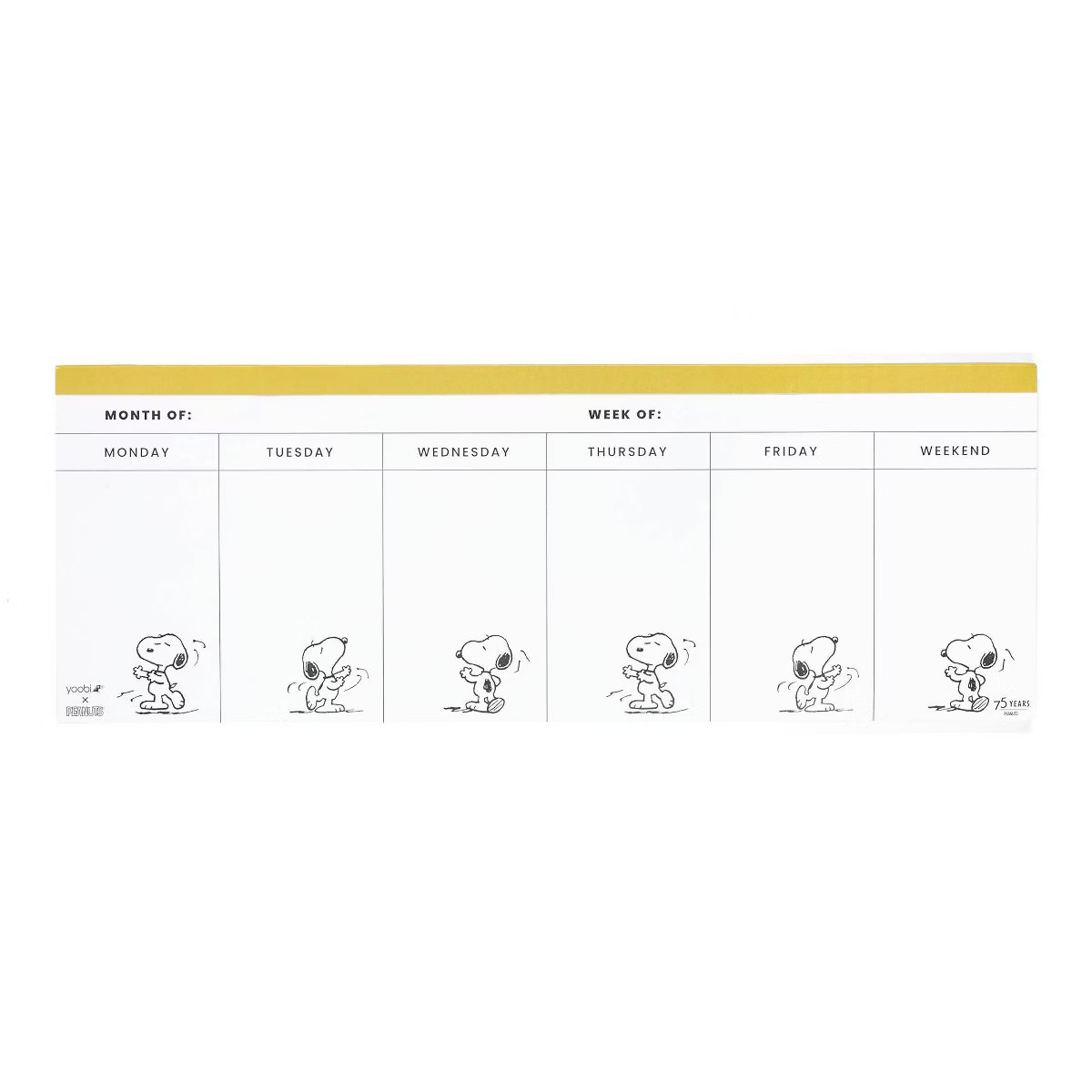 Yoobi 13.2"x4.8" Peanuts Notepad Yellow Snoopy Dance | Target