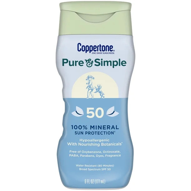 Coppertone Pure and Simple Sunscreen Lotion, SPF 50 Sunscreen Lotion, 6 Oz | Walmart (US)