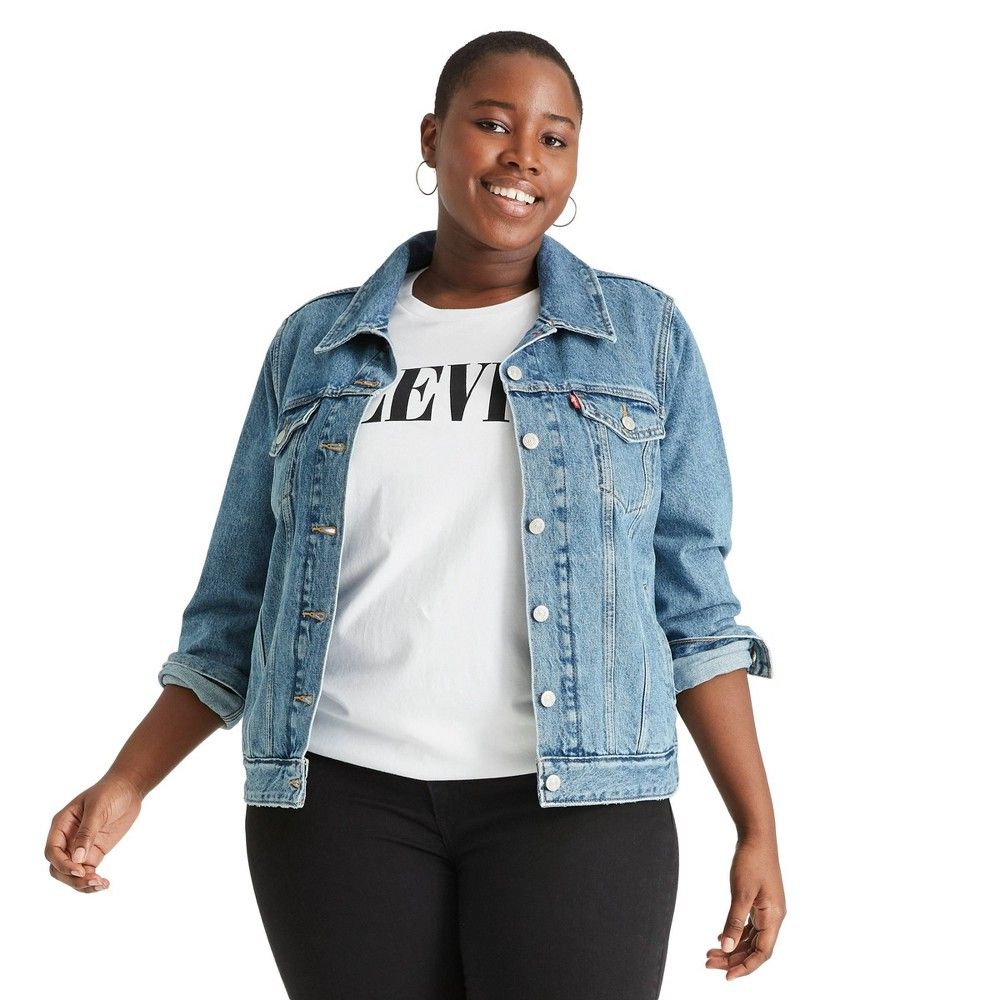 Women's Plus Size Denim Trucker Jacket - Levi's x Target 3X, Blue | Target