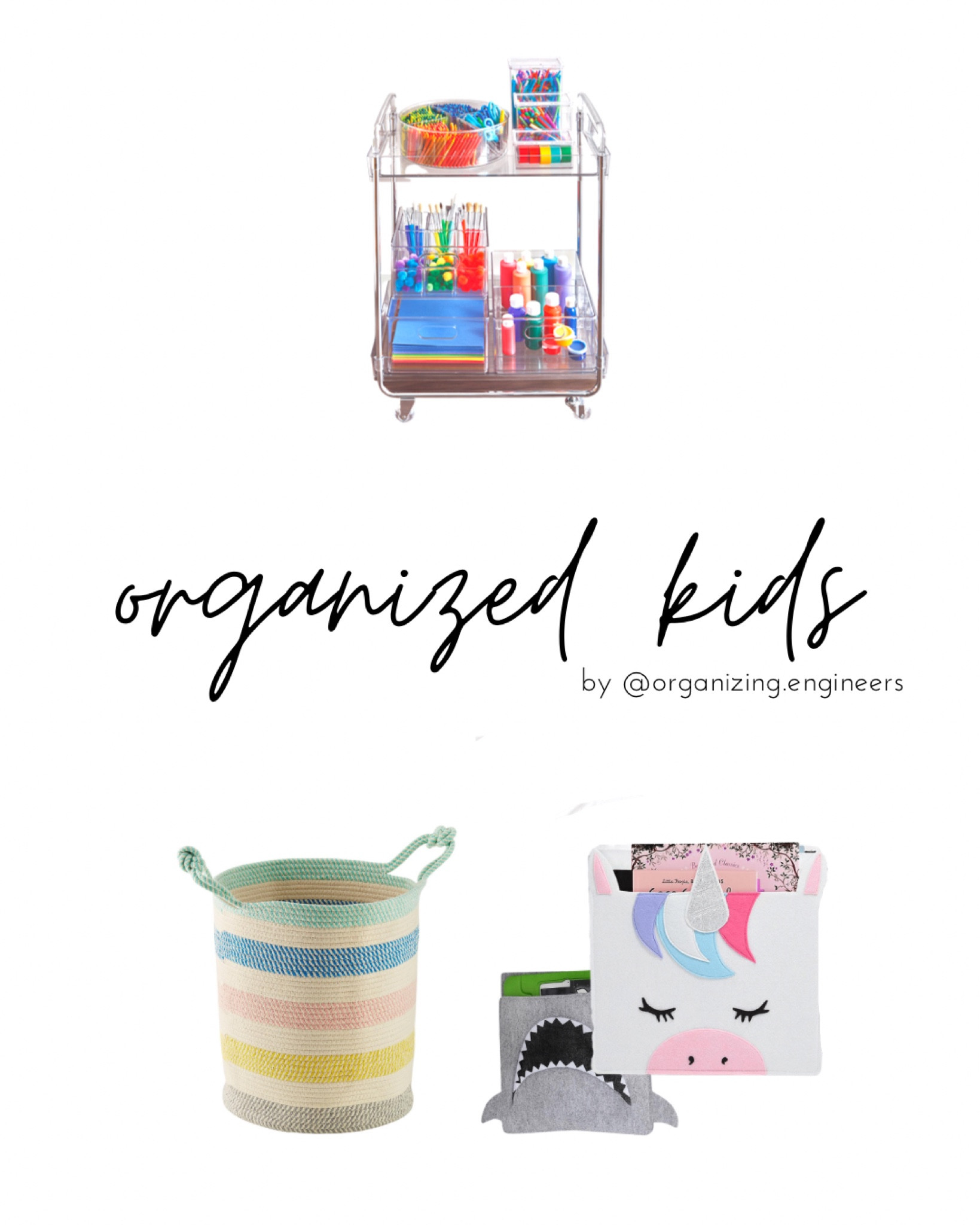 An art cart, basket for stuffed animals and a bedside storage caddy for books. Your kid will love these!

#LTKHoliday #LTKGiftGuide #LTKkids