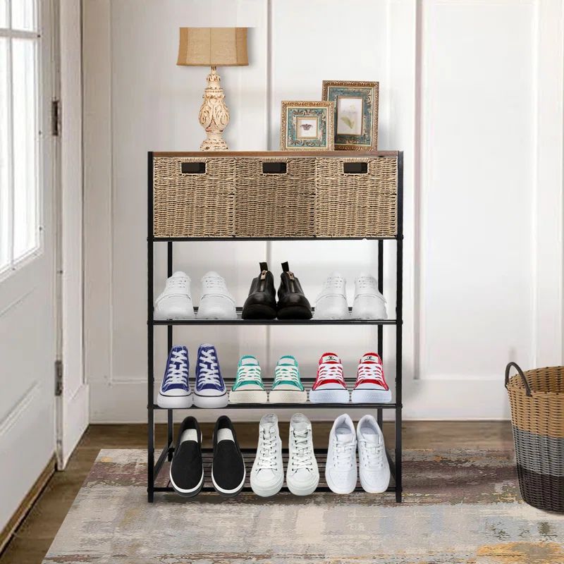 6 Pairs Black Metal Shoe Rack | Wayfair North America