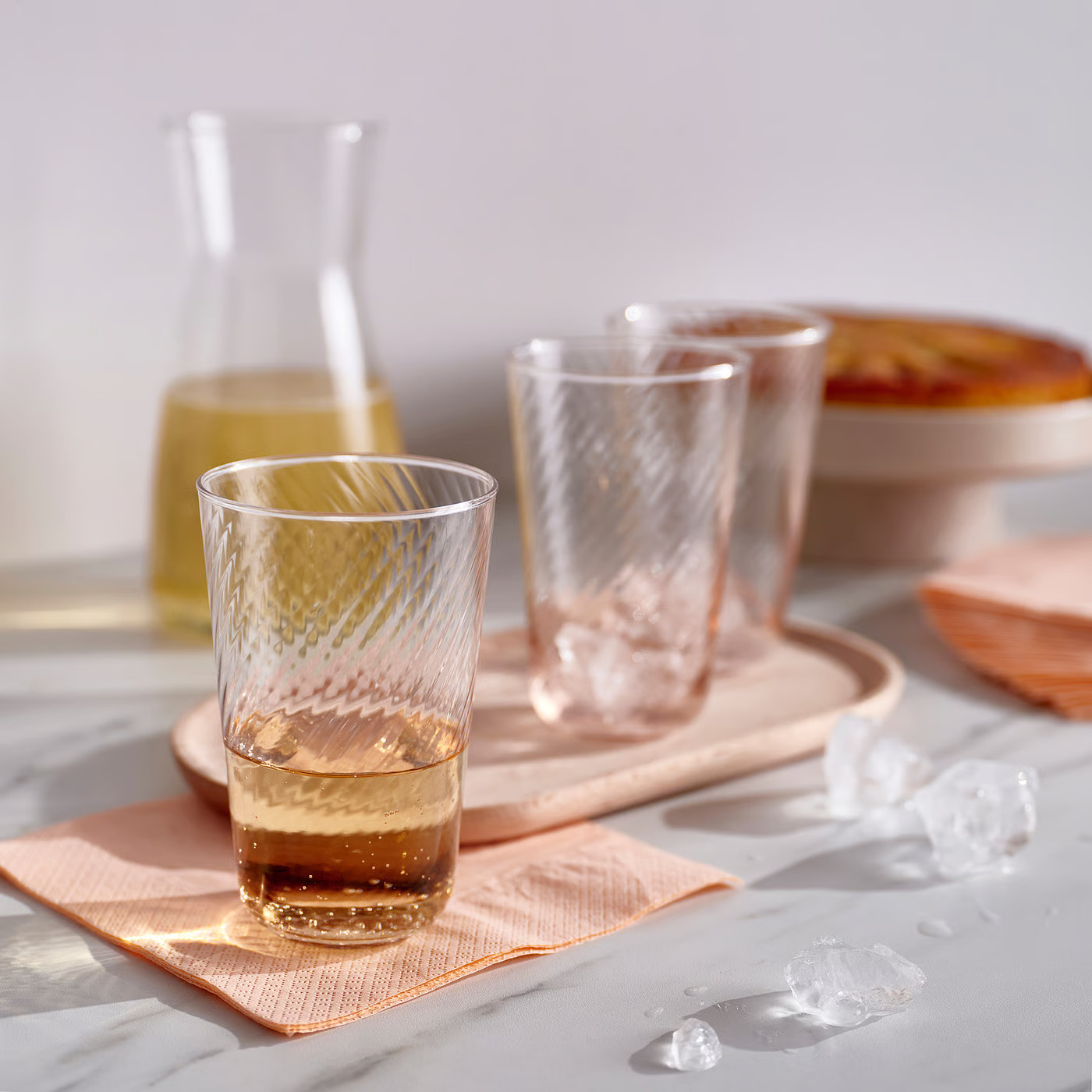 IKEA KLIPPLAX glass, stripe pink, 14 oz | IKEA US