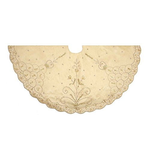 Kurt Adler 48-Inch Gold Treeskirt with Handwork Details | Amazon (US)